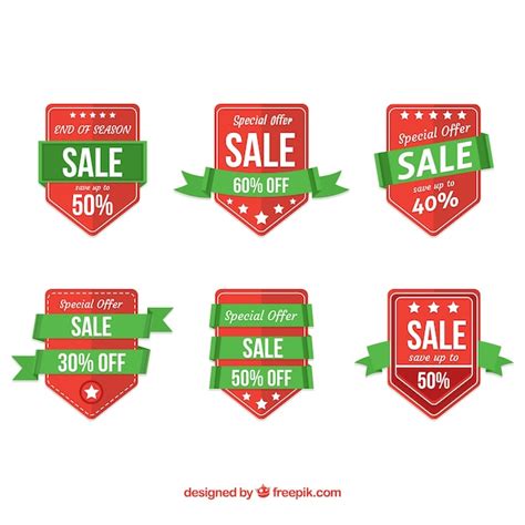 Free Vector Flat Sale Badges With Ribbon