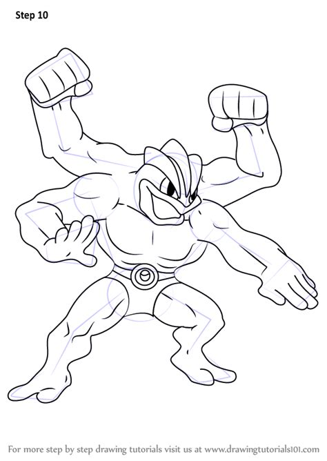Learn How To Draw Machamp From Pokemon Pokemon Step By Step Drawing