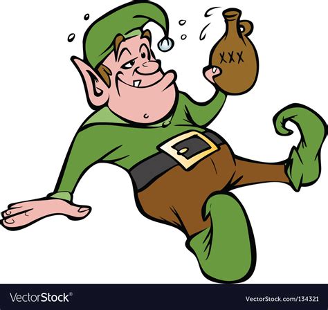 Drunk Elf With Moonshine Royalty Free Vector Image