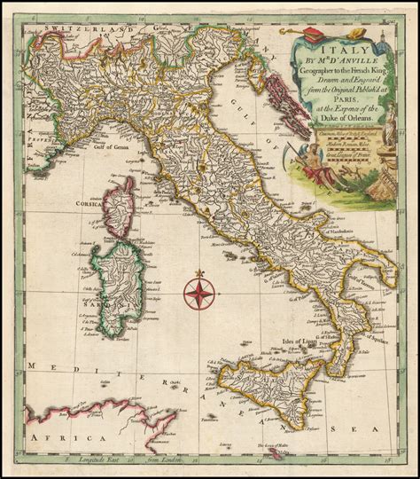 Italy By Mr Danville Geographer To The French King Drawn And Engravd