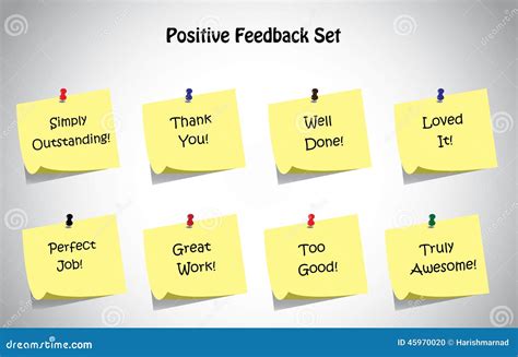 Simple Unique Positive Feedback Text Post It Notes Collection Set Stock