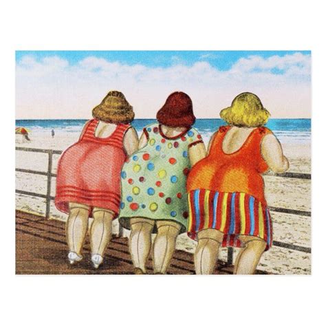Plus Size Art Beach Posters Fat Women Beach Art Seaside Art Girl Humor Us Images Retro