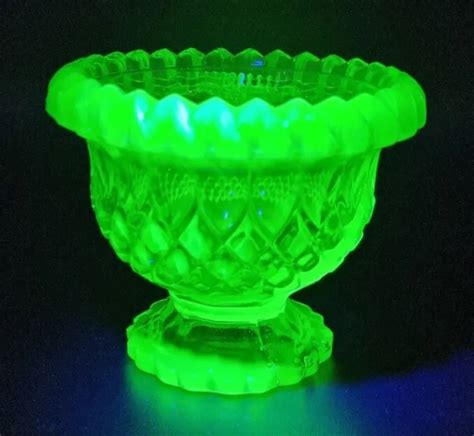 Antique Victorian Vaselineuranium Yellow Topaz Glass Candy Bowl H