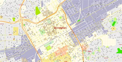 Birmingham Pdf Map Vector Exact City Plan University Of