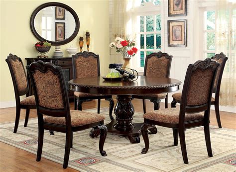 60 Bellagio Brown Cherry Round Dining Table Set Seating For 6