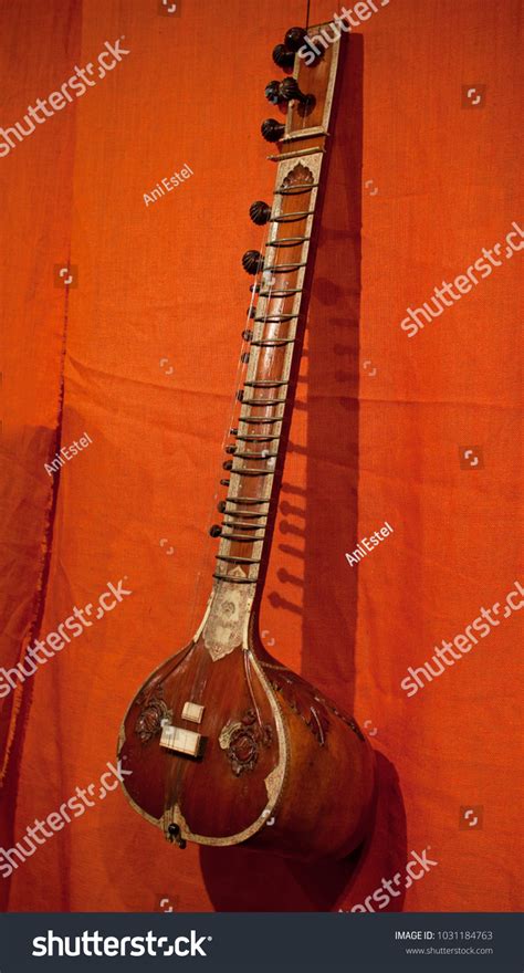 Sitar Ancient Indian Musical Instrument Stock Photo 1031184763