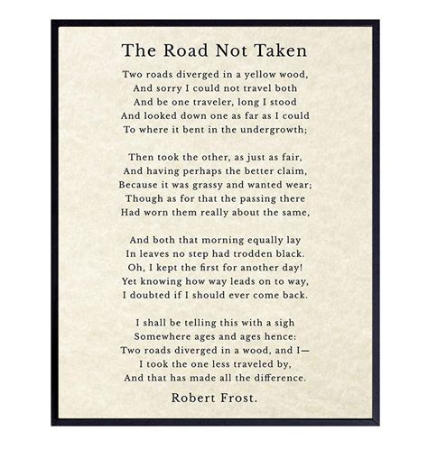 The Road Not Taken Poem Robert Frost Quote Unframed