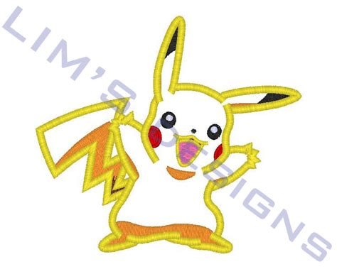 Pokemon Pikachu Applique Machine Embroidery Design 3 Sizes Etsy