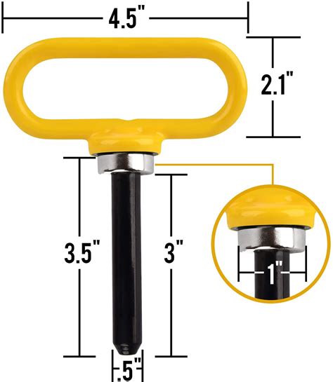 Yellow Magnetic Hitch Pin Lawn Mower Trailer Hitch Pins Impresa