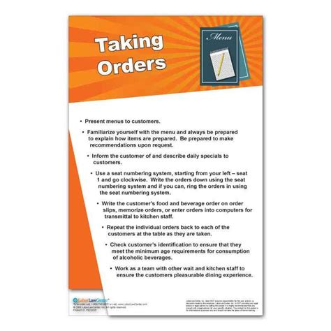 Taking Orders Poster Wait Staff Posters Restaurant Industry Posters