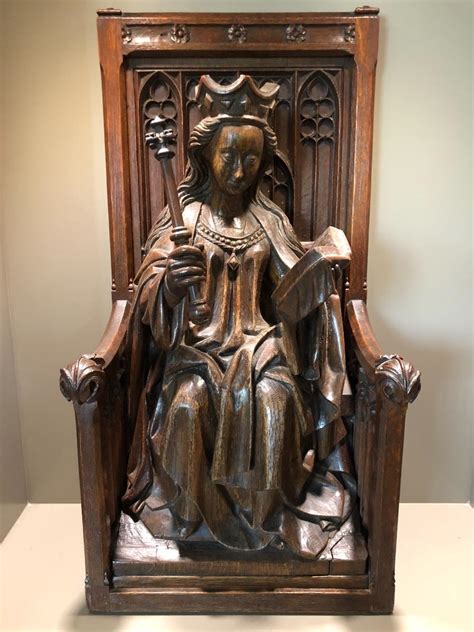 Late Gothic Sculpture Of The Virgin Mary In Oak Chair Is Later