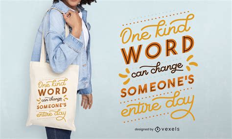 One Kind Word Tote Bag Design Vector Download