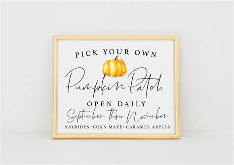 Pumpkin Patch Printable Fall Printable Pumpkin Patch Sign Etsy