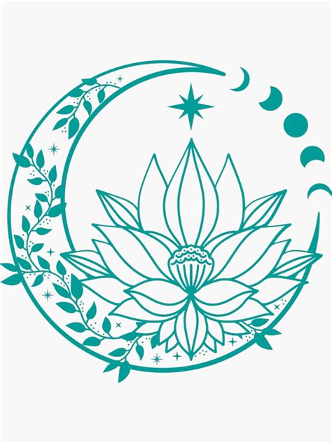 Crescent Moon And Lotus Flower Sticker For Sale By Sonnyoxx Redbubble