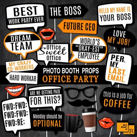Office Party Photo Booth Props Funny Adult Work Party Etsy