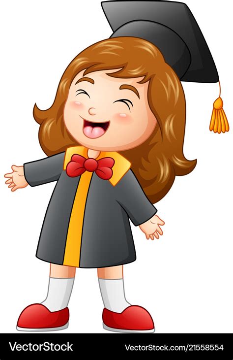 Happy Graduation Girl Cartoon Royalty Free Vector Image