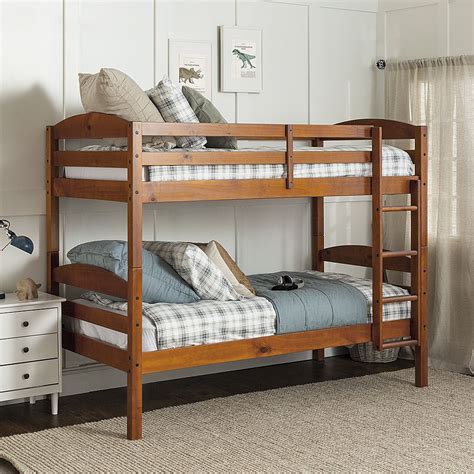 Walker Edison Rustic Solid Wood Twin Bunk Bed With Trundle Cherry