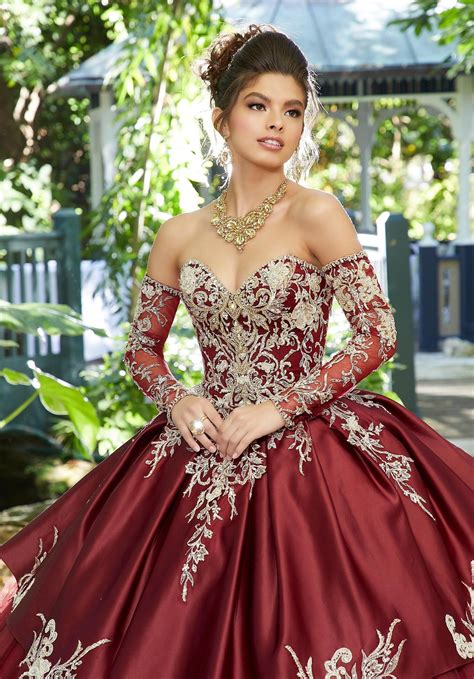 Embroidered Quince Dress By Mori Lee Vizcaya 89248 Black Size 10 Red