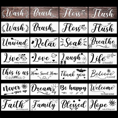 Buy 24 Word Stencils Inspirational Quote Stencils For Painting