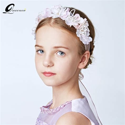 Light Pink Flowers Headband For Girls Kids Wedding Hair Accessories