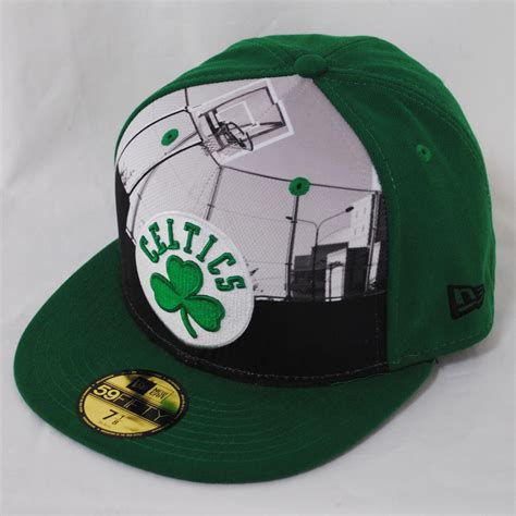 New Era 59fifty Round Dway Boston Celtics Green Nba Fitted Flat Peak