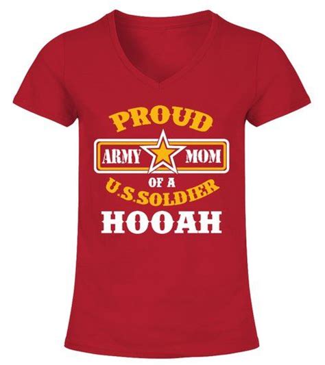 Hooah Army Mom V Neck T Shirt Woman Shirts Tshirts T Shirt