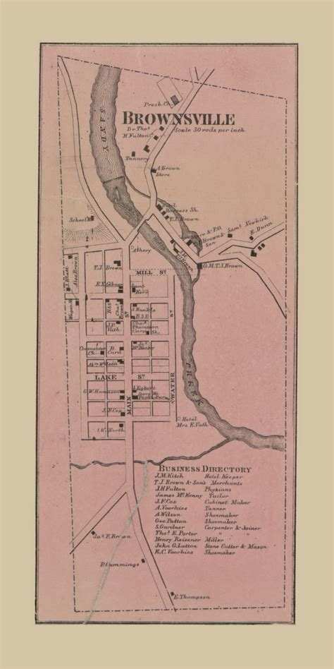 Brownsville Borough Pennsylvania 1860 Old Town Map Custom Print