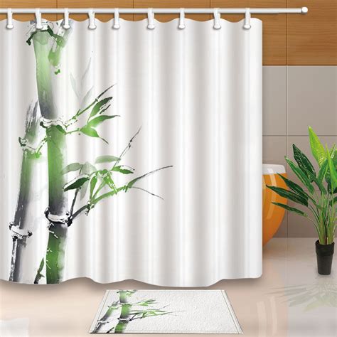 Start with this fun and decorative stall shower. Warm Tour Green bamboo Bathroom Fabric Shower Curtain Sets ...