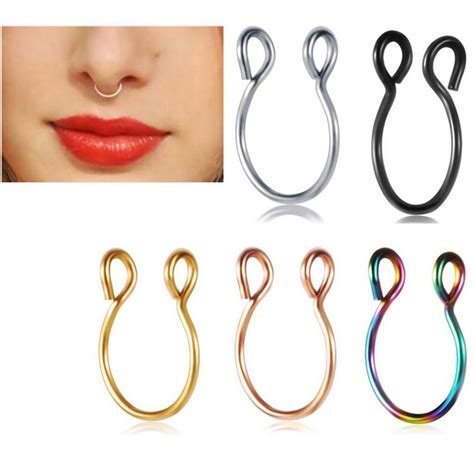 10 Pack Fake Nose Ring 20g Faux Piercing Jewelry 8mm Fake Nose Ring