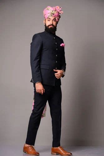 Bespoke Navy Blue Jodhpuri Bandgala Suit For Men Elegant Elite