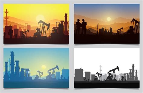 Oil Rig Industry Silhouette Vector Free Download