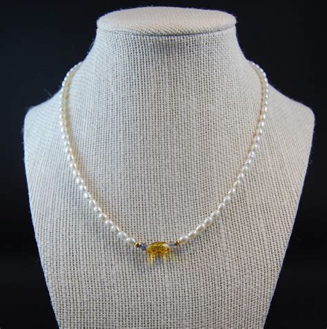 Freshwater Rice Pearls Necklace With Citrine And Iolite Etsy