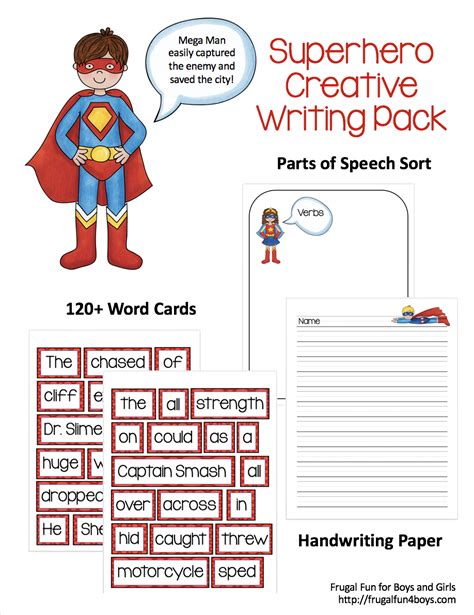 Superhero Creative Writing Printable Pack Frugal Fun For Boys And Girls