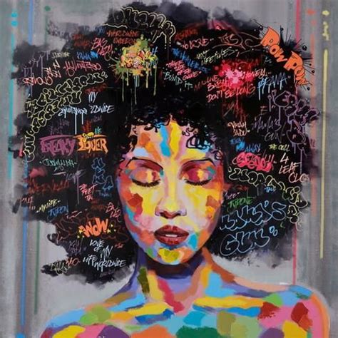 Graffiti Street Wall Art Abstract Modern African Women Portrait Canvas