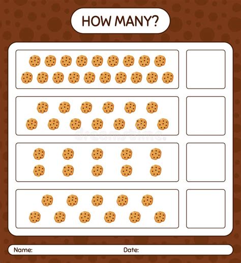 How Many Counting Game With Cookie Worksheet For Preschool Kids Kids