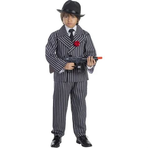 Gangster Costume For Boys Mafia Pinstriped Suit For Kids By Dress Up