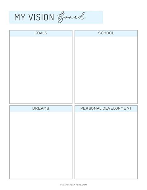 Free Printable Student Vision Board Template