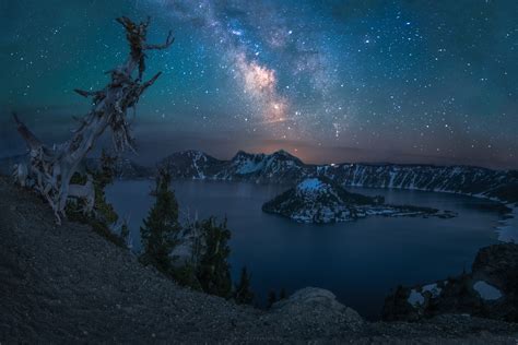 The Milky Way Over Crater Lake Oregon 3000×2000 Wallpaperable