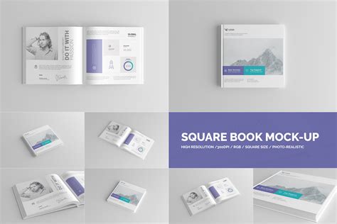 Square Book Mock Up Hardcover ~ Print Mockups ~ Creative