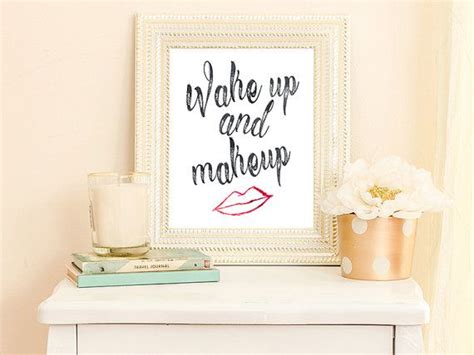 bathroom art print wake up and make up quotes by beautypographie typographic art print gold