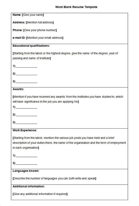 How to write a cv form. Resume Format Blank , #blank #format #resume #ResumeFormat | Job resume template, Resume ...