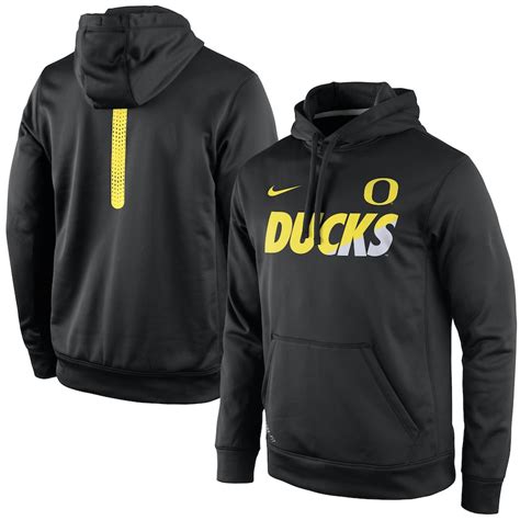 Nike Oregon Ducks Black Sideline Ko Fleece Therma Fit Performance Hoodie