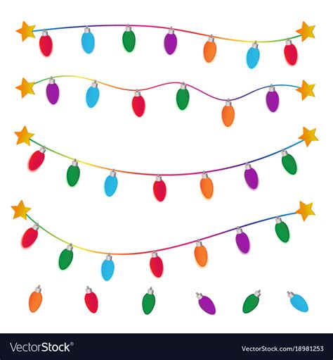 String Christmas Lights On White Background Vector Image