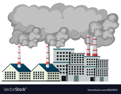 Scene With Factory Buildings And Smoke Coming Out Vector Image