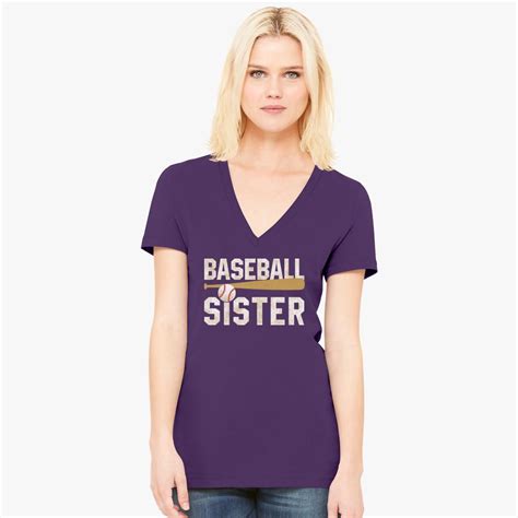 Baseball Sister Womens V Neck T Shirt Customon
