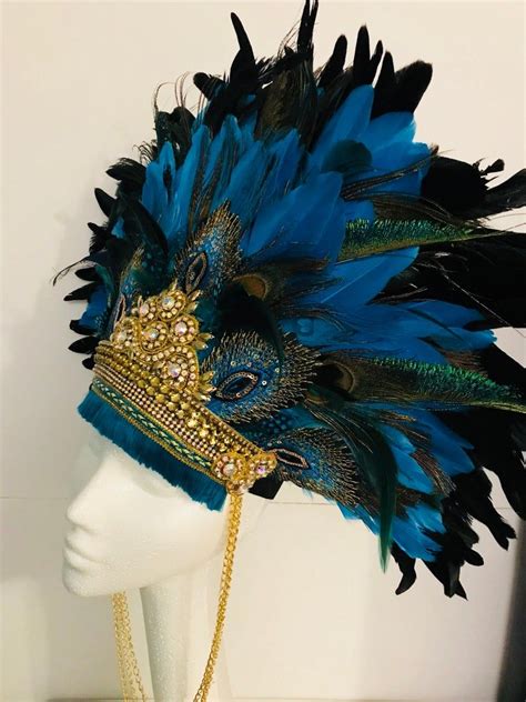 luxury peacock feather festival headdress peacock feather etsy fancy collars etsy