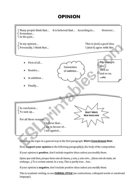 Opinion Layout ESL Worksheet By PeDRoEnglish