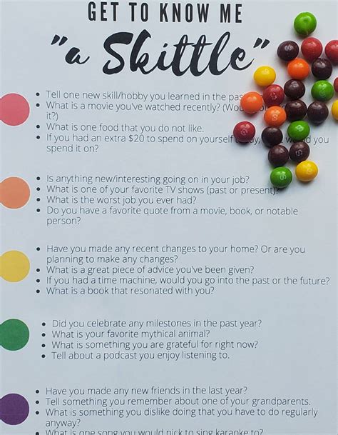 Getting To Know You Skittles Game Printable Form Templates And Letter