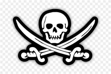 Skull And Crossbones Stickers Jolly Roger Calico Jack Hd Png