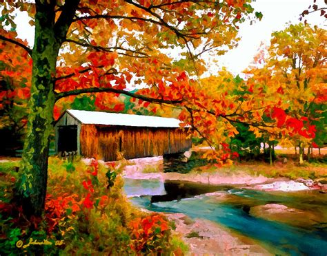 Authentic Covered Bridge Vt Painting By Bob And Nadine Johnston